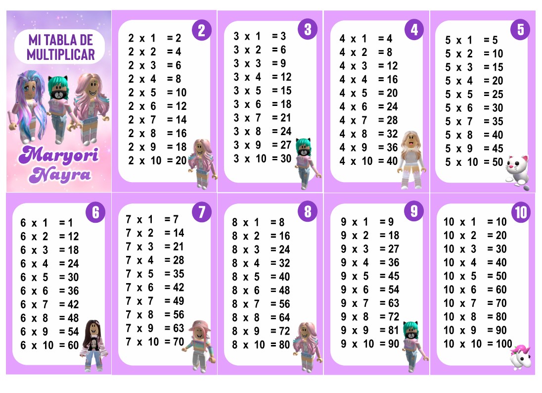 Roblo Girl Tabla de Multiplicar